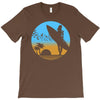 beach surfer silhouette birds sand waves palm T-Shirt