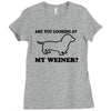 are you looking at my weiner t shirt funny dog wiener dachshund s m l Ladies Fitted T-Shirt