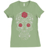 rose sugar skull Ladies Fitted T-Shirt