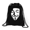 v per vendetta face film horror cinema&amp;tv Drawstring Bags