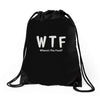 wtf where's the food Drawstring Bags
