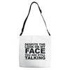 rude slogan Adjustable Strap Totes