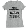 never underestimate an old man who was born in january Ladies Fitted T-Shirt