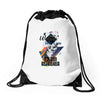 who loves golden retriever Drawstring Bags