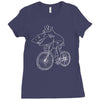 shark riding bicycle bike funny Ladies Fitted T-Shirt