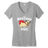 rescued by pug1 Women's V-Neck T-Shirt