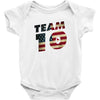 team 10 american flag Baby Onesie