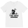 trex hates swimming V-Neck Tee