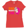 She Wants The D - Dunkin Donuts Ladies Fitted T-Shirt