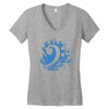 bass clef in blue Women's V-Neck T-Shirt