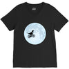 Biker Dinosaur - Dinosaur Riding A Bike To The Moon V-Neck Tee