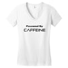 powered by caffeine funny t shirt red bull morning coffee Women's V-Neck T-Shirt
