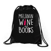 melanin wine and books Drawstring Bags