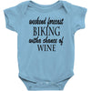 weekend forecast biking with a change of wine Baby Bodysuit