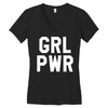 girl power white logo Women's V-Neck T-Shirt