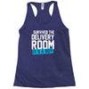 survived the delivery room it's a boy funny Racerback Tank