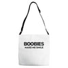 boobies make me smile Adjustable Strap Totes