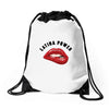 latina power bite Drawstring Bags
