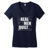 real men quilt Women's V-Neck T-Shirt