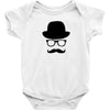 hat wayfarer glasses funny moustache hipster funny geek light tee shir Baby Onesie