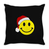 smiley face wears santa hat merry christmas Throw Pillow