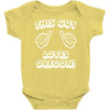 this guy loves oregon Baby Onesie