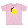 smiley face wears santa hat merry christmas Toddler T-shirt