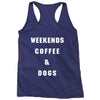 weekends coffe and dogs white back Racerback Tank