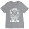 Never Underestimate Dog Rescuer Who Was Born August V-Neck Tee