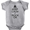 keep calm and rock on mens black t shirt rock music new Baby Onesie