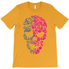 two coloured patterned skull   mens funny T-Shirt