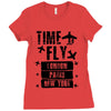 TIME TO FLY TO LONDON PARIS NEW YORK Ladies Fitted T-Shirt