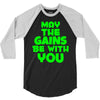 gym gains fitness slogan 3/4 Sleeve Shirt