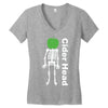 ciderhead cider drinking skeleton and apple Women's V-Neck T-Shirt