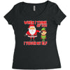 touch my elf christmas fun and naughty Women's Triblend Scoop T-shirt