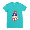 4th of July Peeking Baby Inside Egg Ladies Fitted T-Shirt