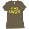 safe sex train gym workout funny gift Ladies Fitted T-Shirt