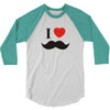 i love mustache 3/4 Sleeve Shirt
