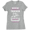 Warning I Belong To A Trucker Ladies Fitted T-Shirt