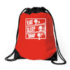 v3 eat sleep snap Drawstring Bags