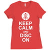 keep calm and disc golf on target frisbee basket Ladies Fitted T-Shirt