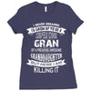 Super Cool Gran Of A Freaking Awesome Granddaughter Ladies Fitted T-Shirt