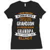 Super Cool Grandson Of A Freaking Awesome Grandpa Ladies Fitted T-Shirt