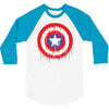captain america dying bleeding logo 3/4 Sleeve Shirt
