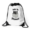 take no pilsners Drawstring Bags