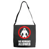 no humans allowed district 9 Adjustable Strap Totes