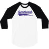 scotland born and raised retro white &amp; navy international country 3/4 Sleeve Shirt