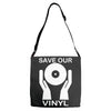 save our vinyl dj club Adjustable Strap Totes