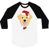golden retriever dog with red santa's hat 3/4 Sleeve Shirt