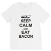 keep calm and eat bacon t shirt funny parody meat tee food pig hog bre V-Neck Tee